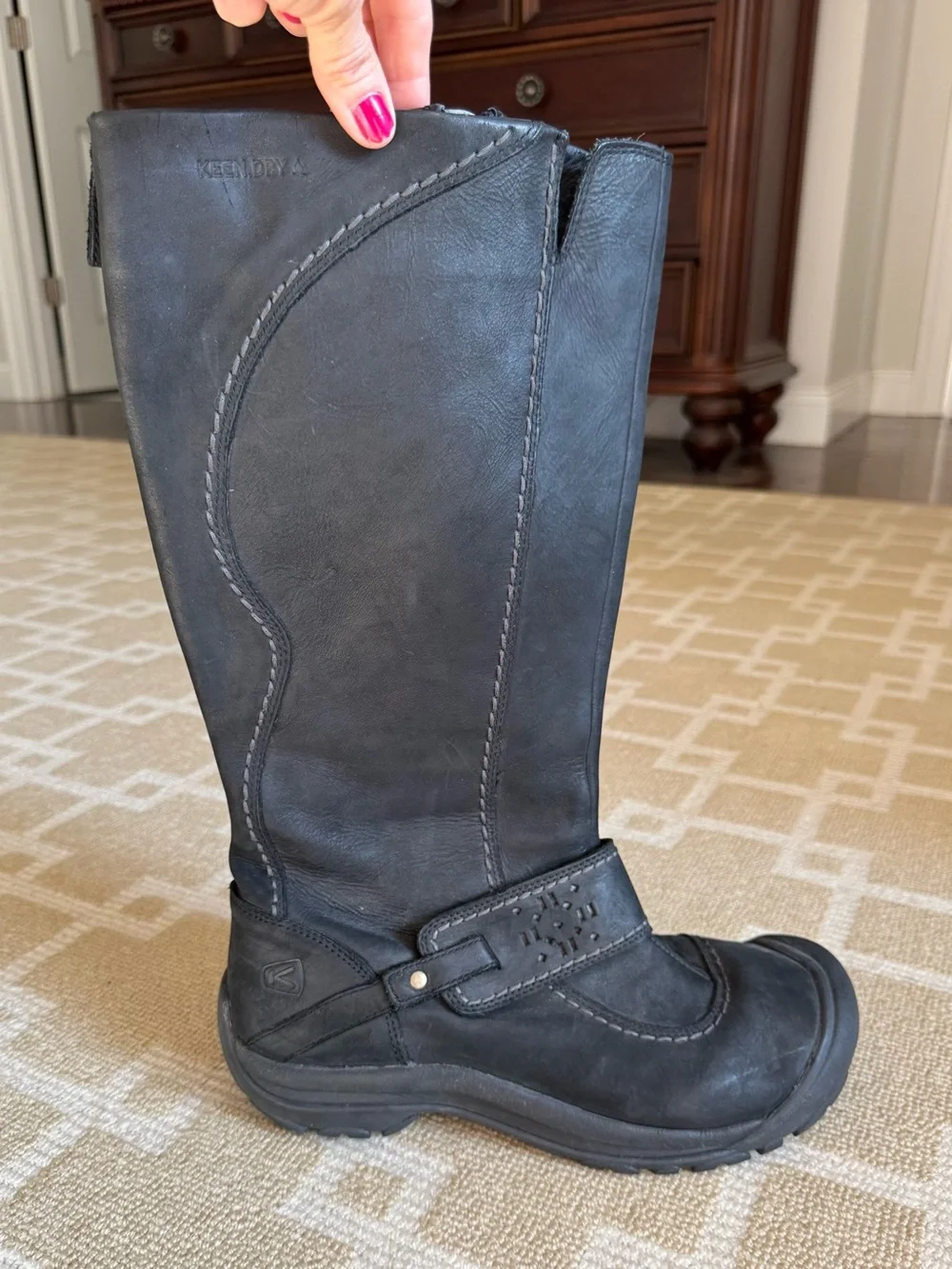 KEEN Black Leather KEEN.DRY Tall Waterproof Boots Comfort Winter Women’s 10